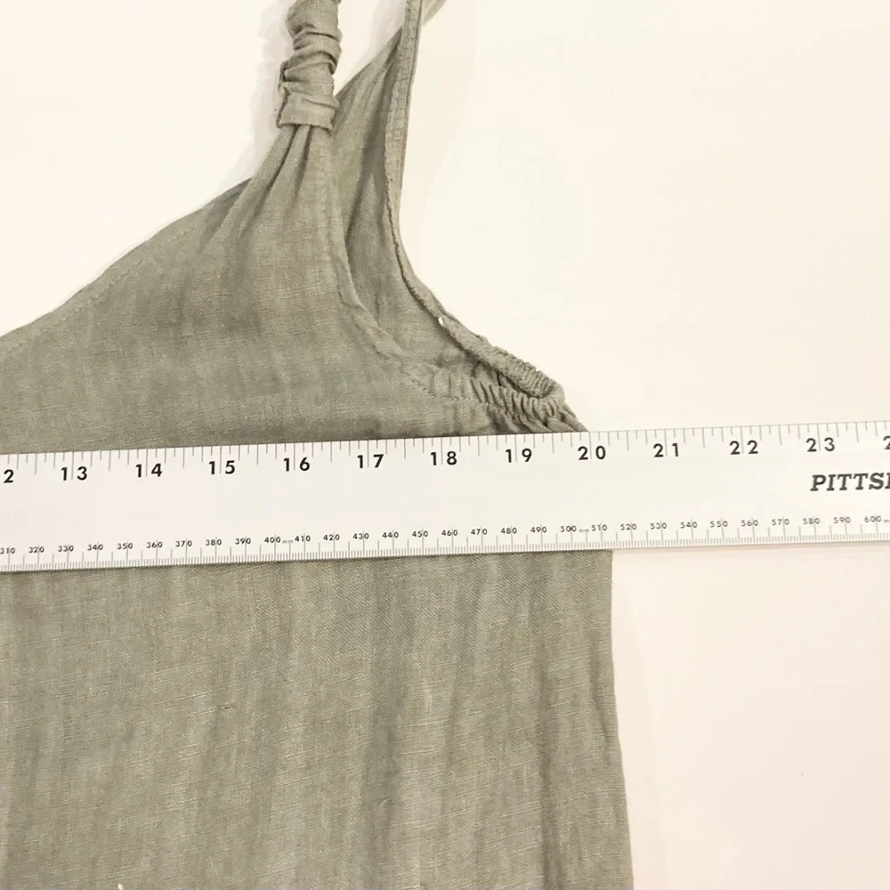 nwot BEACHWOOD BABY Jumpsuit One-Size Linen ITALY Olive Oversized Wide RuchStrap - Picture 7 of 11